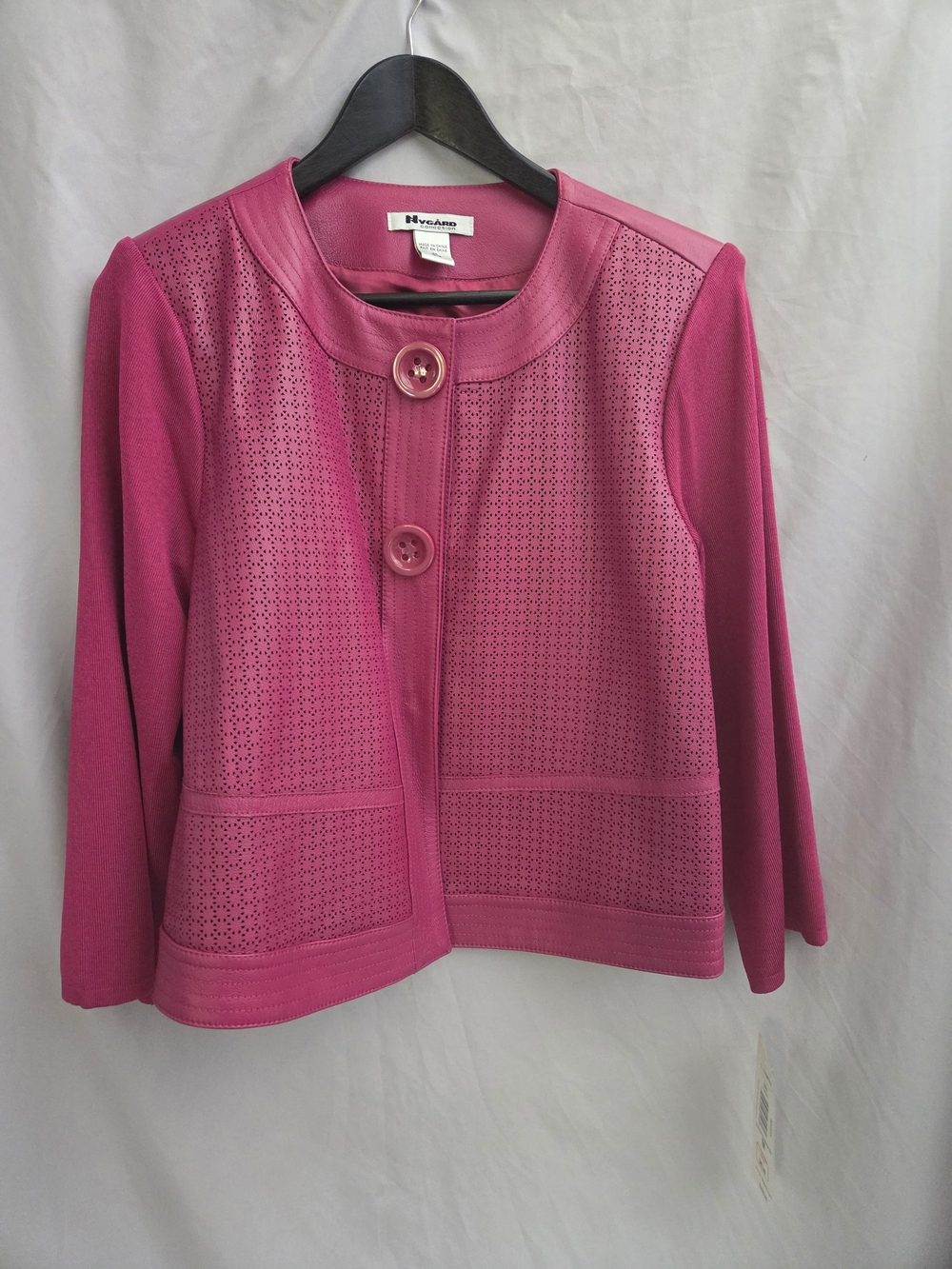 Pink Perforated Round-Neck Jacket